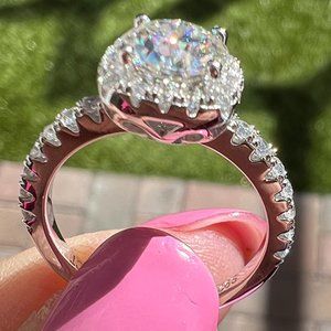 Moissanite Halo Lab Diamond Ring 1ct. CENTER STONE 2 CTW GRA CERTIFIED